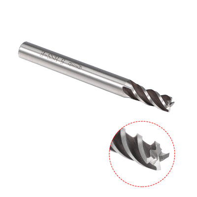 Harfington High Speed Steel HSS-AL 4 Flute Straight End Mill Cutter CNC Router Bits, 5 x 6 x 13mm