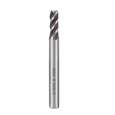 Harfington High Speed Steel HSS-AL 4 Flute Straight End Mill Cutter CNC Router Bits, 5 x 6 x 13mm