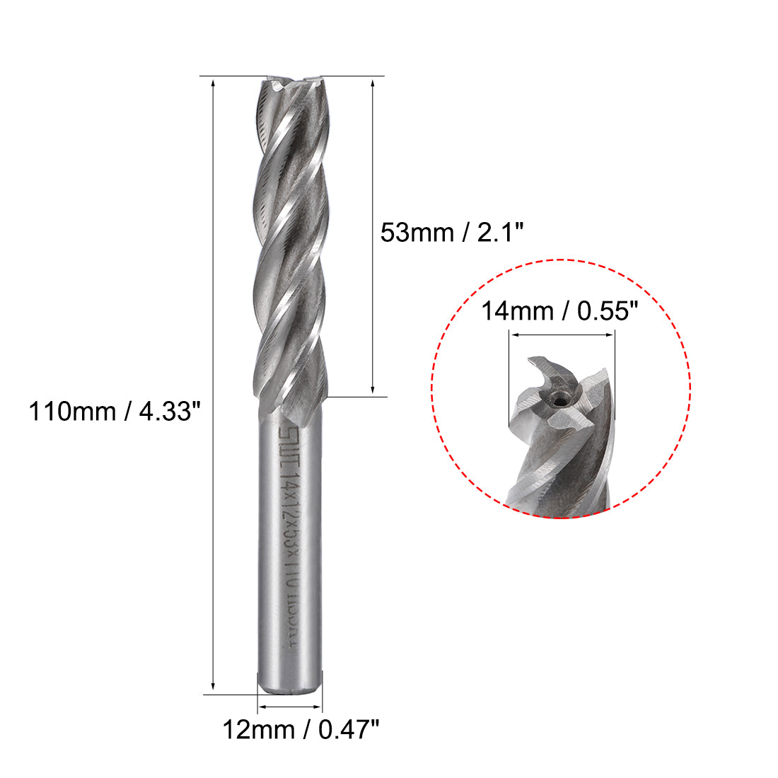Harfington HSS-AL 4 Flute Straight End Mill Cutter CNC Router Bits
