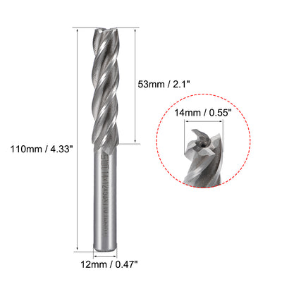 Harfington HSS-AL 4 Flute Straight End Mill Cutter CNC Router Bits