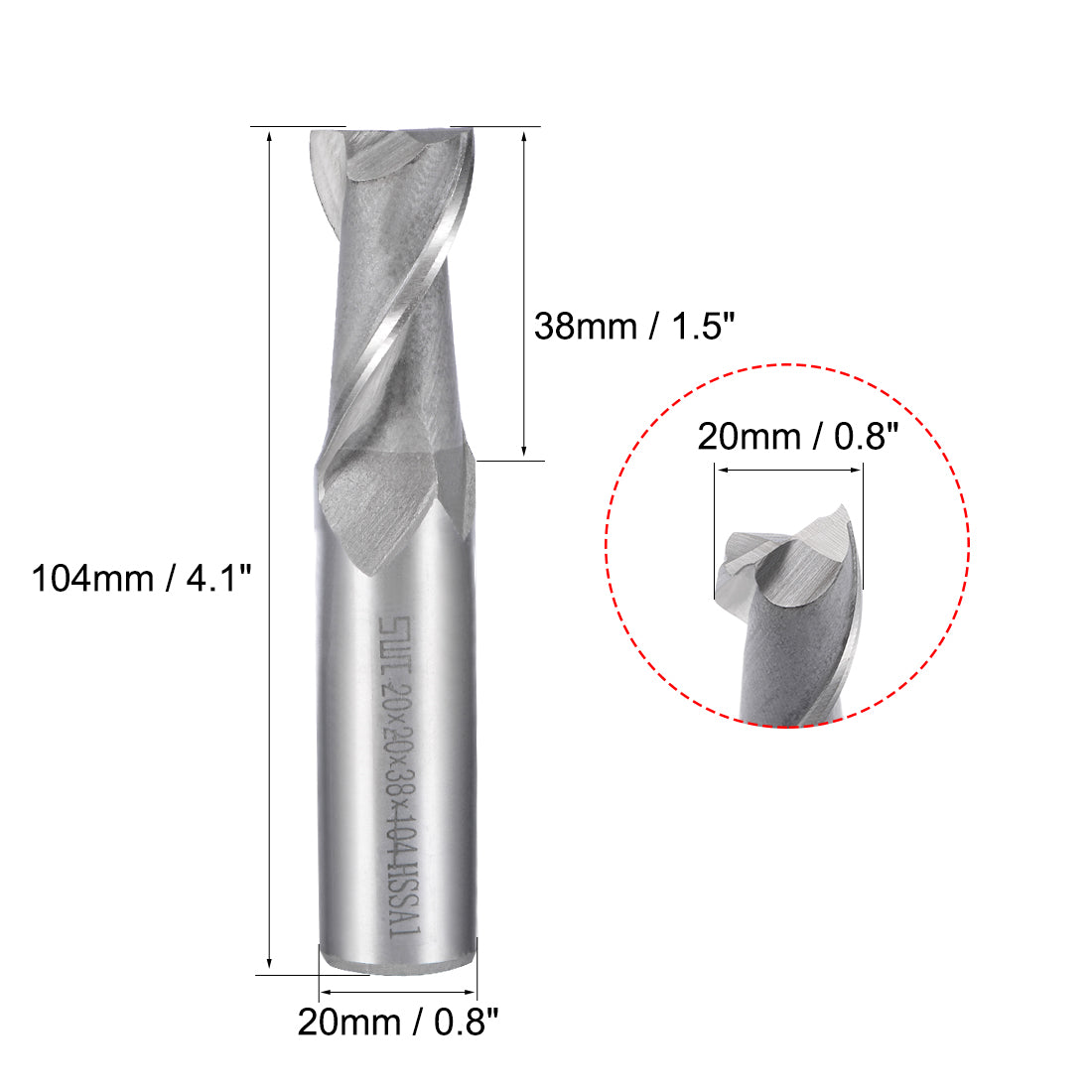 Harfington High Speed Steel HSS-AL 2 Flute Straight Shank End Mill Cutter CNC Router Bits