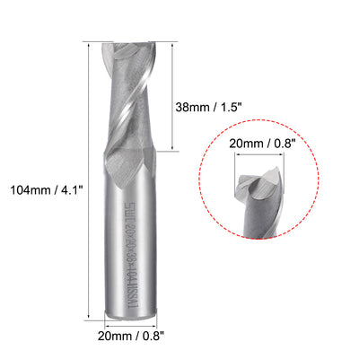 Harfington High Speed Steel HSS-AL 2 Flute Straight Shank End Mill Cutter CNC Router Bits