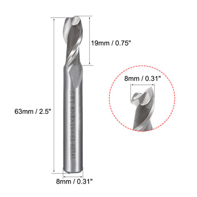Harfington High Speed Steel HSS-AL 2 Flute Straight Shank End Mill Cutter CNC Router Bits