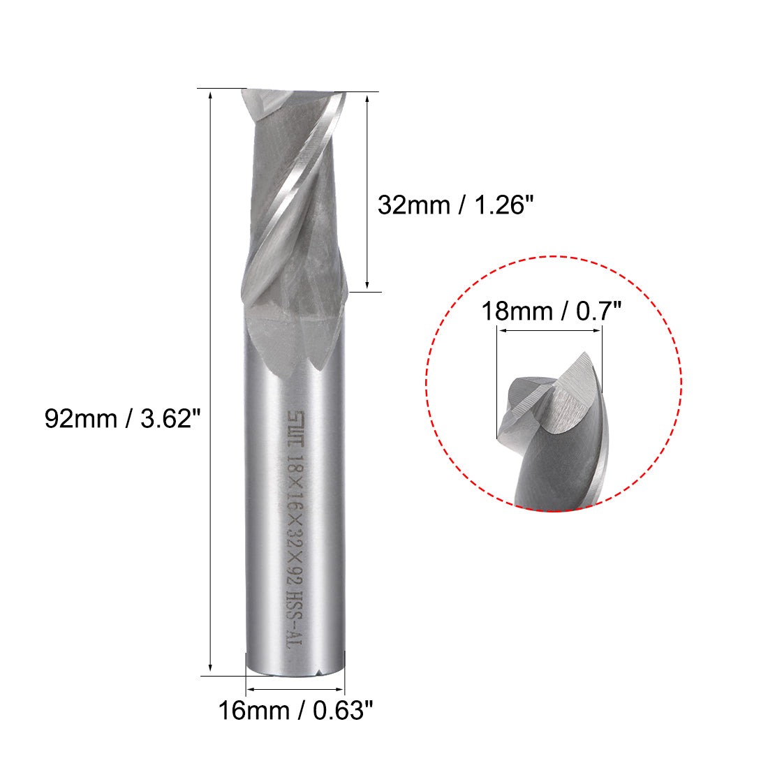 Harfington High Speed Steel HSS-AL 2 Flute Straight Shank End Mill Cutter CNC Router Bits