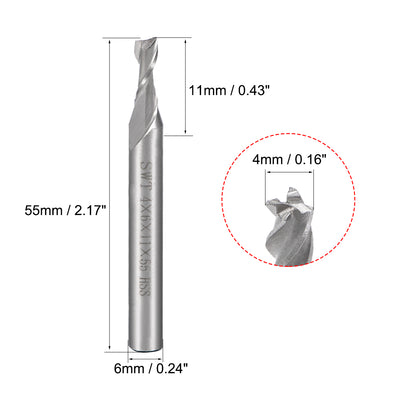 Harfington High Speed Steel HSS-AL 2 Flute Straight Shank End Mill Cutter CNC Router Bits