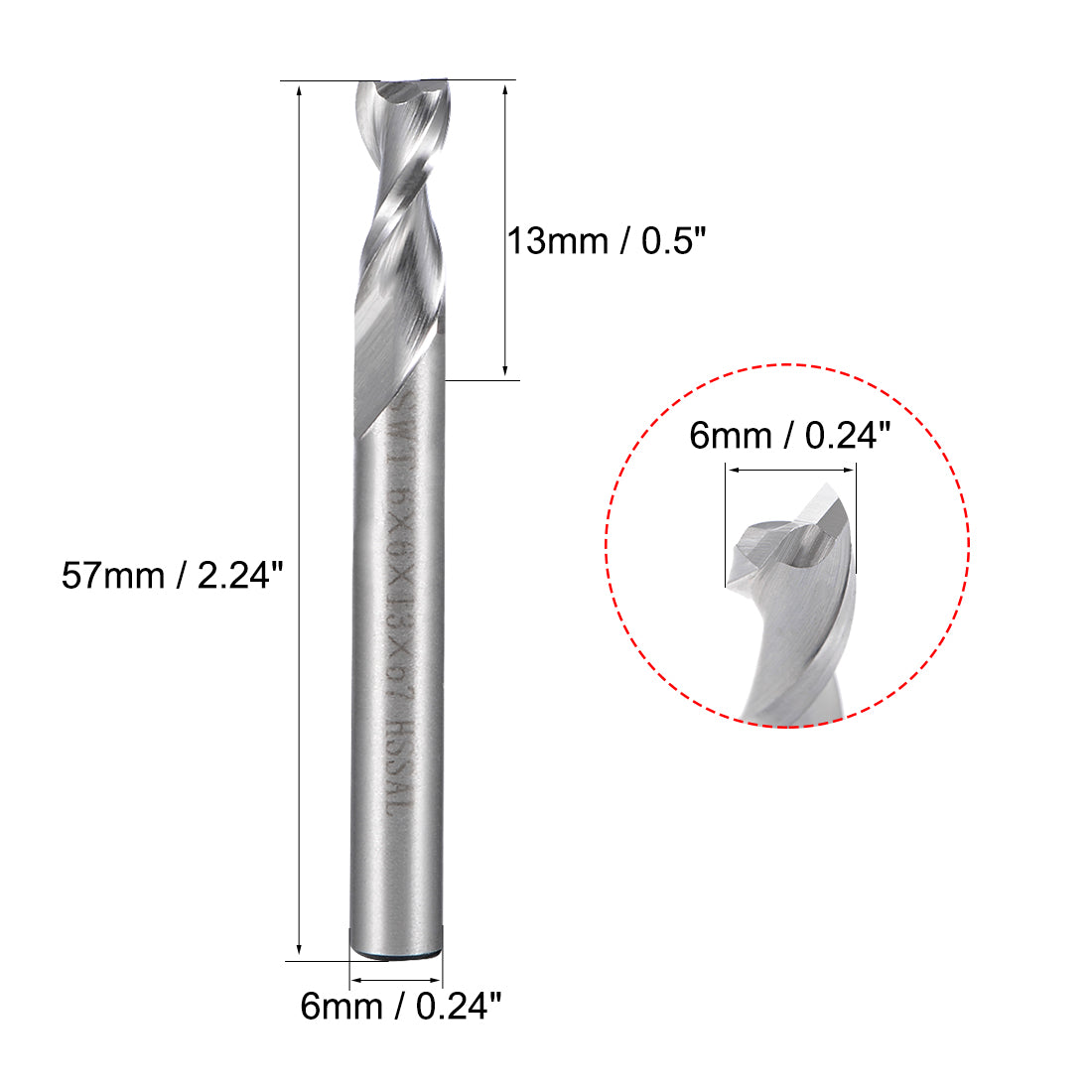 Harfington High Speed Steel HSS-AL 2 Flute Straight Shank End Mill Cutter CNC Router Bits