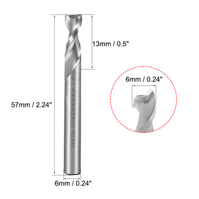 Harfington High Speed Steel HSS-AL 2 Flute Straight Shank End Mill Cutter CNC Router Bits