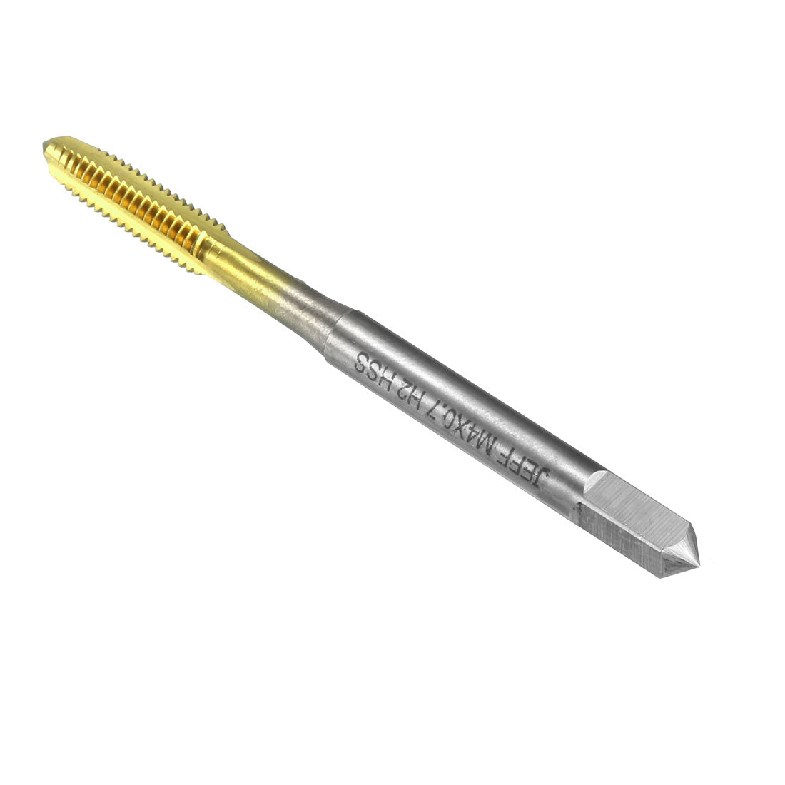 Harfington Metric Tap M4 x 0.7mm Pitch 3 Flutes H2 Thread Plug  HSS Ti-coated for Clocks and Watches DIY (Silver Tone, Brass Tone)