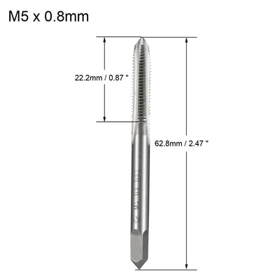 Harfington Metric Tap M5x 0.8mm Pitch 3 Flutes H2 Thread Plug  HSS for Clocks and Watches DIY 2pcs