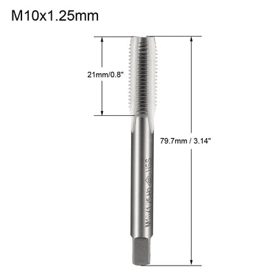 Harfington Metric Tap M10x1.25mm H2 Accuracy Thread Plug Straight Flute HSS Uncoated for Threading Machine Electric Drill DIY