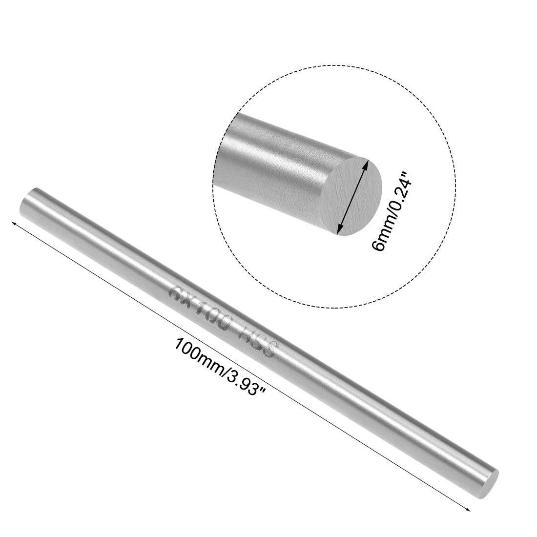 Harfington Round Rod 6mm Diameter 100mm Length HSS Lathe Bar Stock DIY Craft Tool 5 Pcs