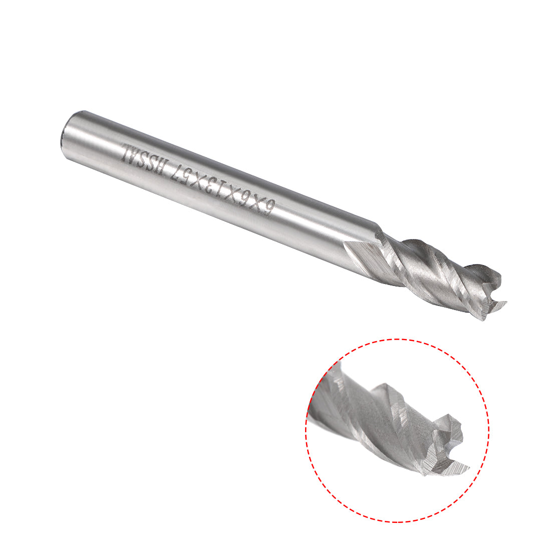 Harfington 10PCS High Speed Steel HSS-AL 3 Flute Straight End Mill Cutter CNC Router Bits, 6 x 6 x 13mm