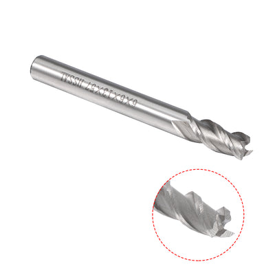 Harfington 10PCS High Speed Steel HSS-AL 3 Flute Straight End Mill Cutter CNC Router Bits, 6 x 6 x 13mm