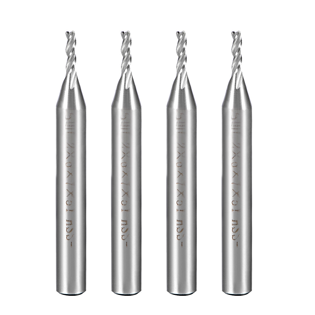 Harfington 4PCS High Speed Steel HSS-AL 3 Flute Straight End Mill Cutter CNC Router Bits, 2 x 6 x 7mm