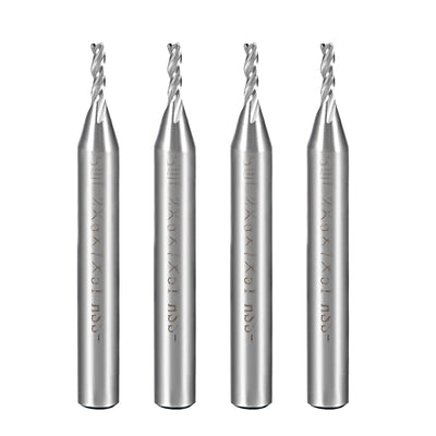 Harfington 4PCS High Speed Steel HSS-AL 3 Flute Straight End Mill Cutter CNC Router Bits, 2 x 6 x 7mm