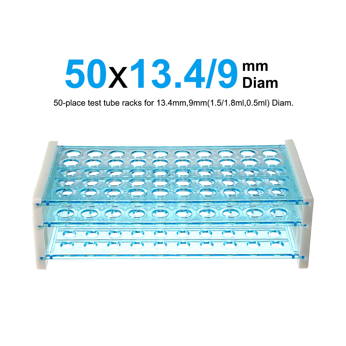 Harfington 13mm Hole Dia Tube Rack Polypropylene 50-Well Blue for 0.5ml, 1.5ml, 1.8ml