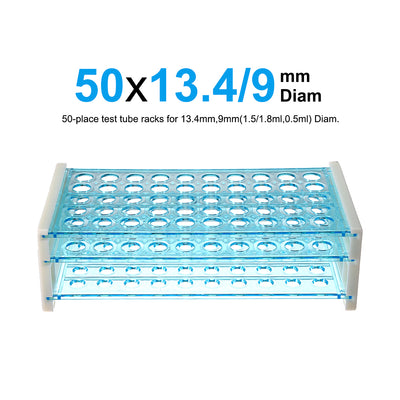Harfington 13mm Hole Dia Tube Rack Polypropylene 50-Well Blue for 0.5ml, 1.5ml, 1.8ml