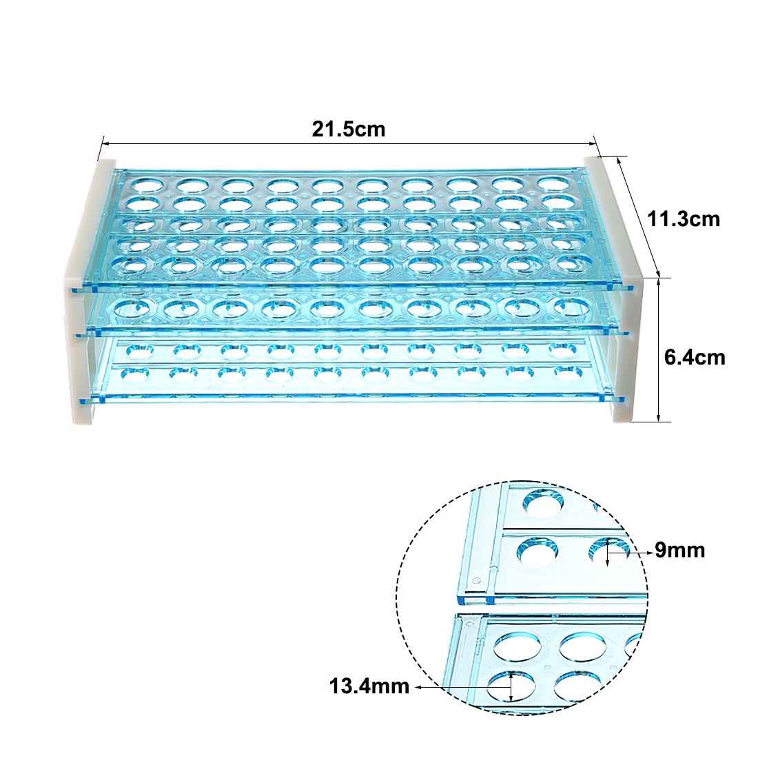 Harfington 13mm Hole Dia Tube Rack Polypropylene 50-Well Blue for 0.5ml, 1.5ml, 1.8ml