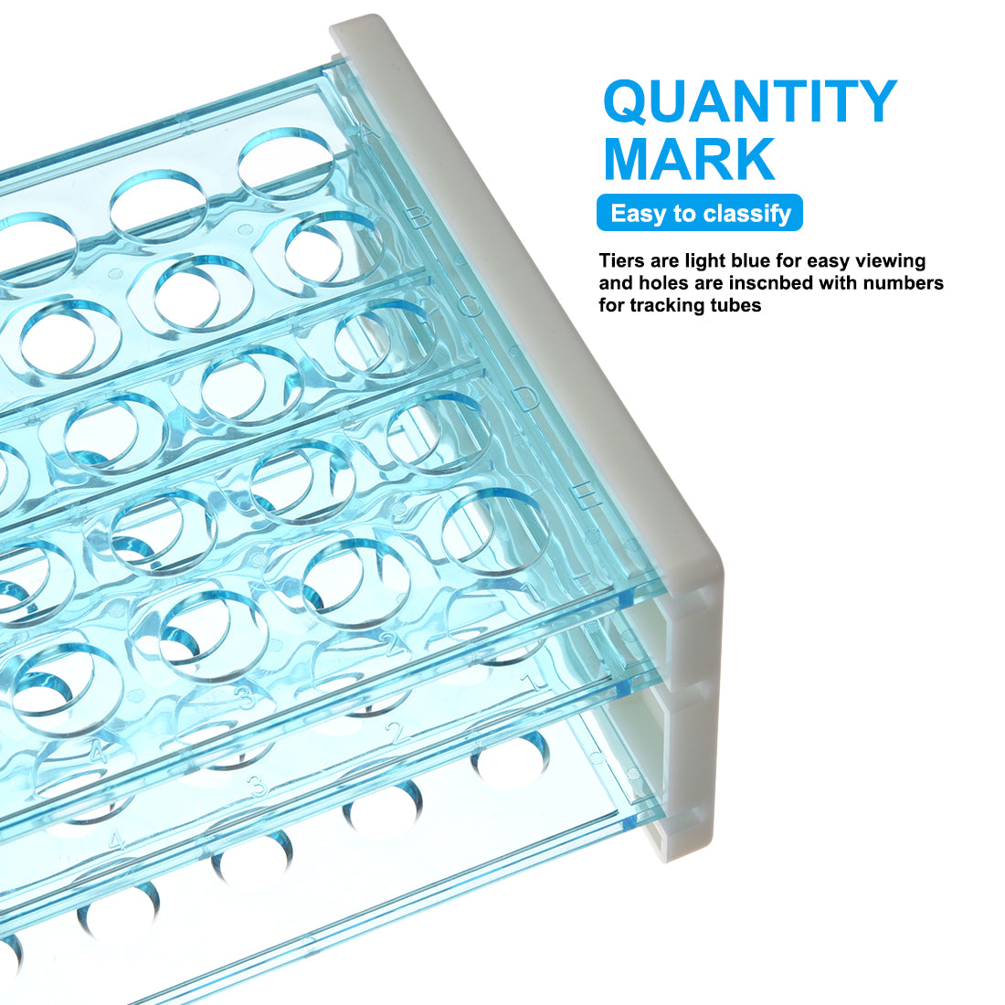 Harfington 13mm Hole Dia Tube Rack Polypropylene 50-Well Blue for 0.5ml, 1.5ml, 1.8ml