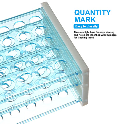 Harfington 13mm Hole Dia Tube Rack Polypropylene 50-Well Blue for 0.5ml, 1.5ml, 1.8ml