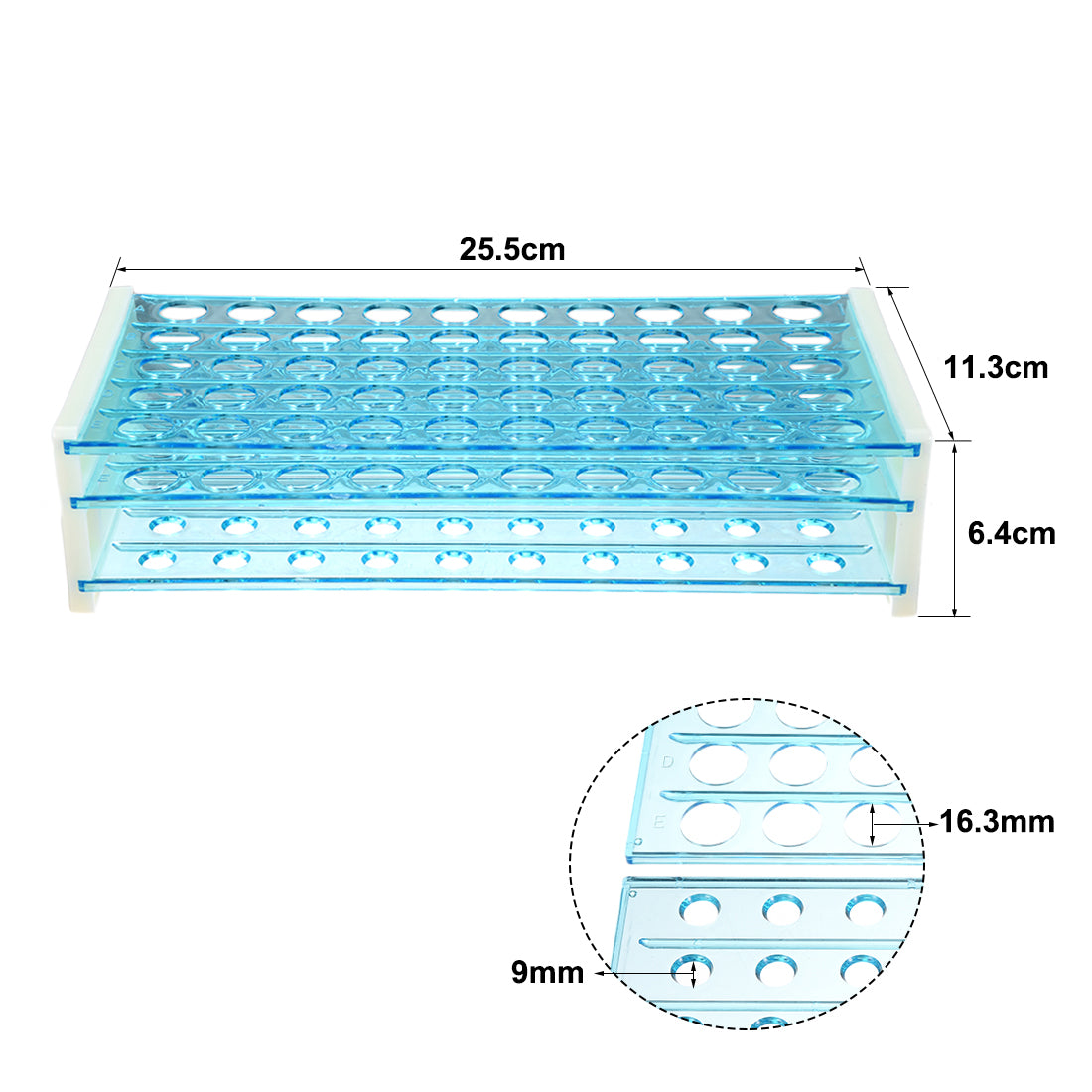 Harfington 16mm Hole Dia Tube Rack Polypropylene 50-Well Blue for 0.5ml, 1.5ml, 1.8ml
