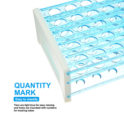 Harfington 16mm Hole Dia Tube Rack Polypropylene 50-Well Blue for 0.5ml, 1.5ml, 1.8ml