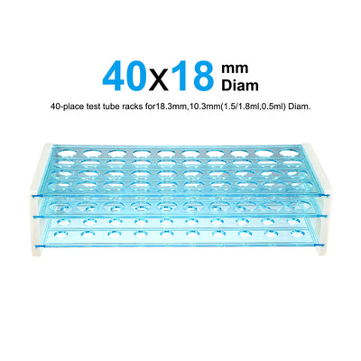 Harfington 18mm Hole Dia Tube Rack Polypropylene 40-Well Blue for 0.5ml, 1.5ml, 1.8ml