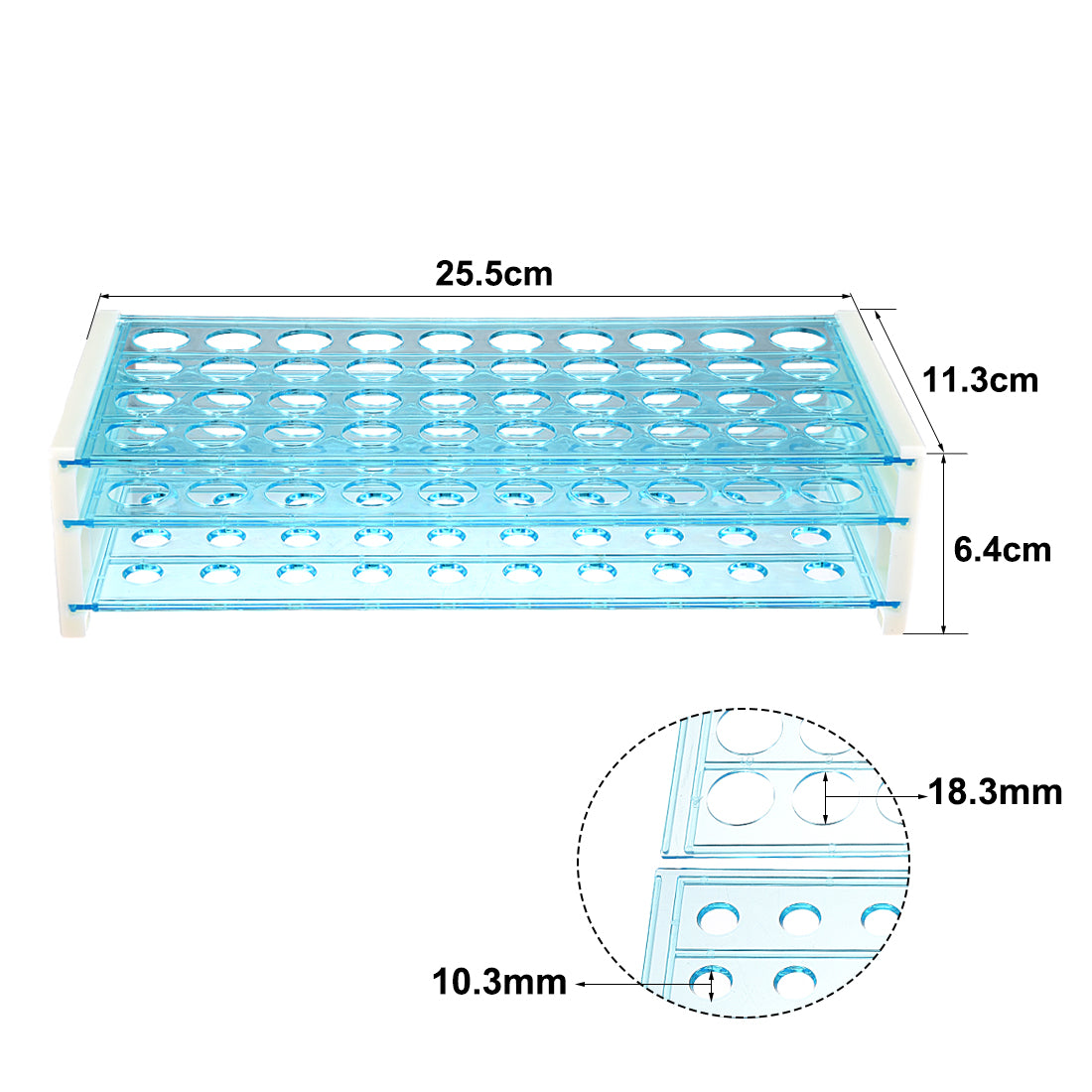 Harfington 18mm Hole Dia Tube Rack Polypropylene 40-Well Blue for 0.5ml, 1.5ml, 1.8ml