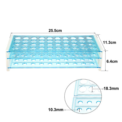 Harfington 18mm Hole Dia Tube Rack Polypropylene 40-Well Blue for 0.5ml, 1.5ml, 1.8ml
