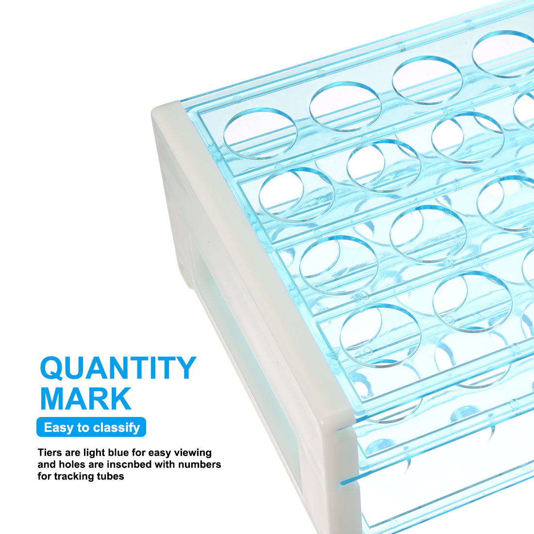 Harfington 18mm Hole Dia Tube Rack Polypropylene 40-Well Blue for 0.5ml, 1.5ml, 1.8ml
