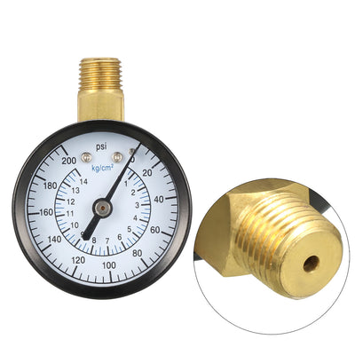 Harfington 0-200 PSI/0-14kg/cm² Dual Scale , 1.8" Dial , 1/4" NPT Male Bottom Mount 3pcs