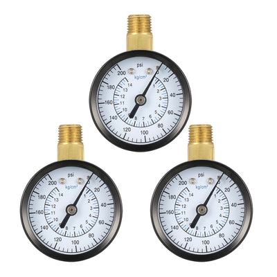 Harfington 0-200 PSI/0-14kg/cm² Dual Scale , 1.8" Dial , 1/4" NPT Male Bottom Mount 3pcs