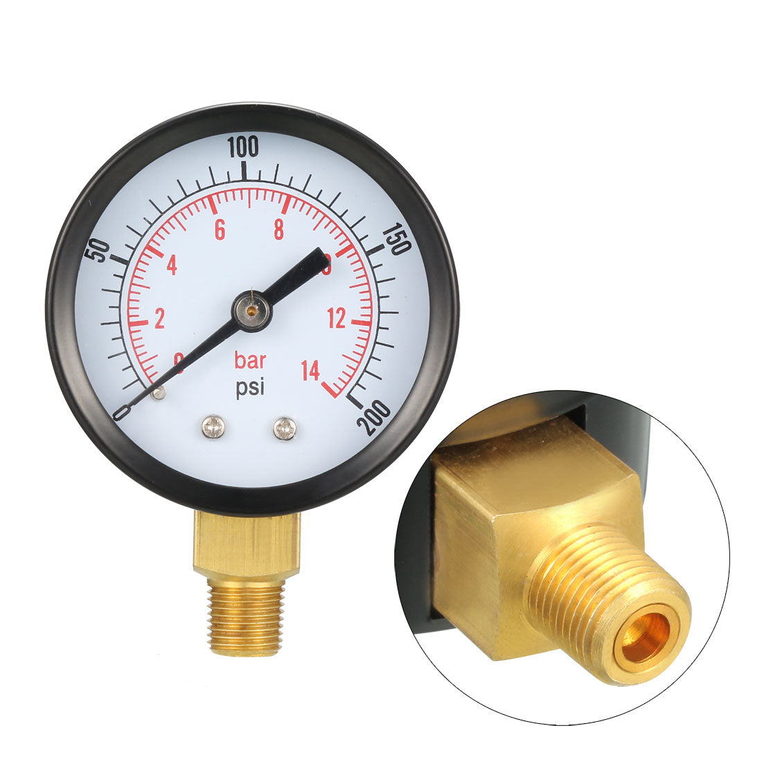 Harfington 0-200 PSI/0-14 Bar Dual Scale , 1.8" Dial , 1/8" NPT Male Bottom Mount 3pcs