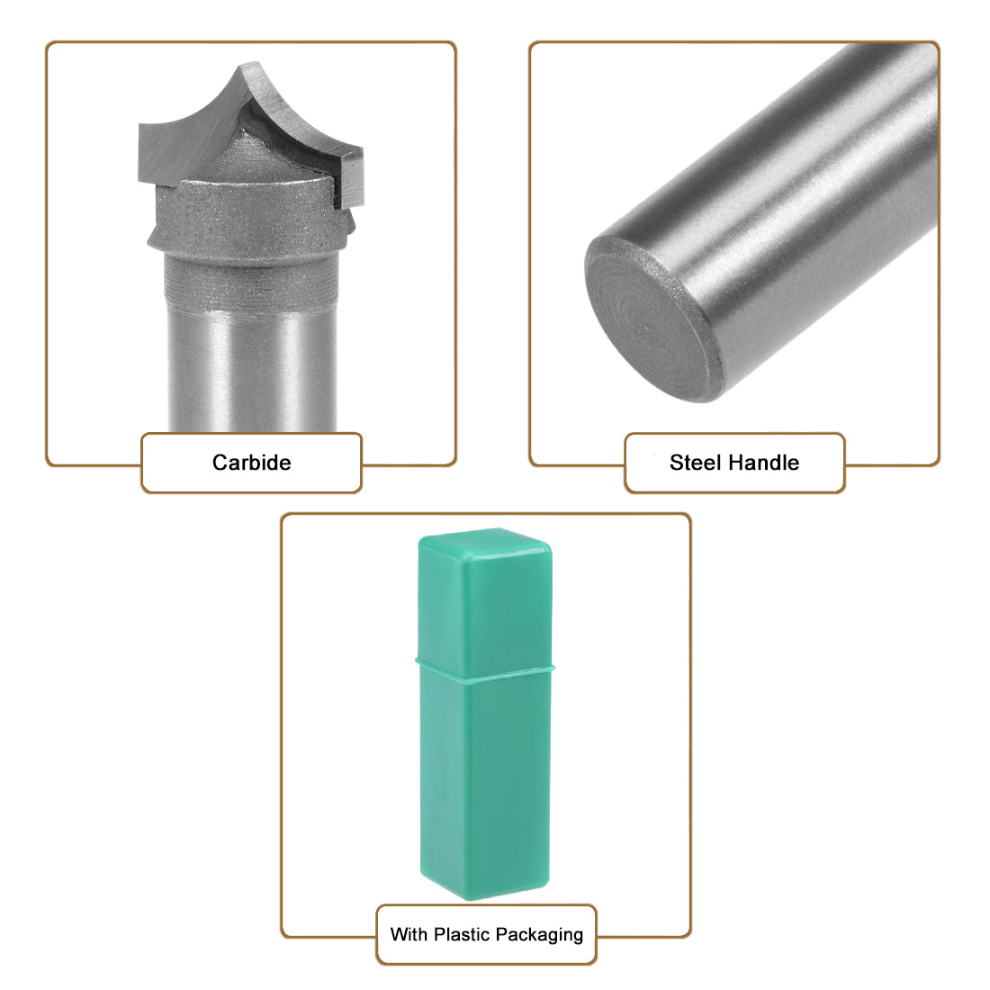 Harfington Router Bit 1/2 Shank 3/4 inch Dia Tapered End Mill, Carbide for Woodworking Engraving Machine Edge Trimme