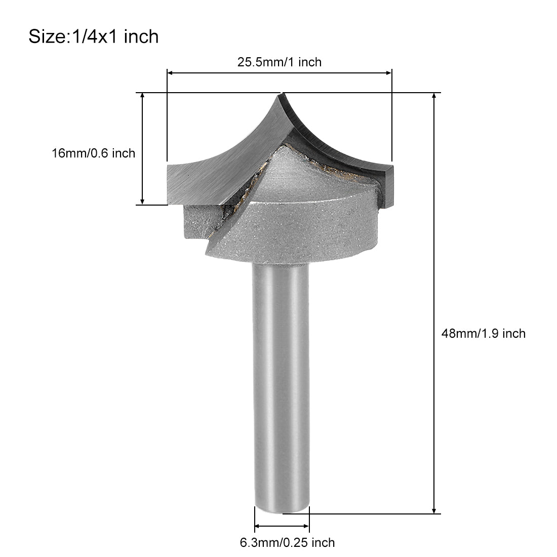 Harfington Router Bit 1/4 Shank 1 inches Dia Tapered End Mill, Carbide for Woodworking Engraving Machine Edge Trimmer