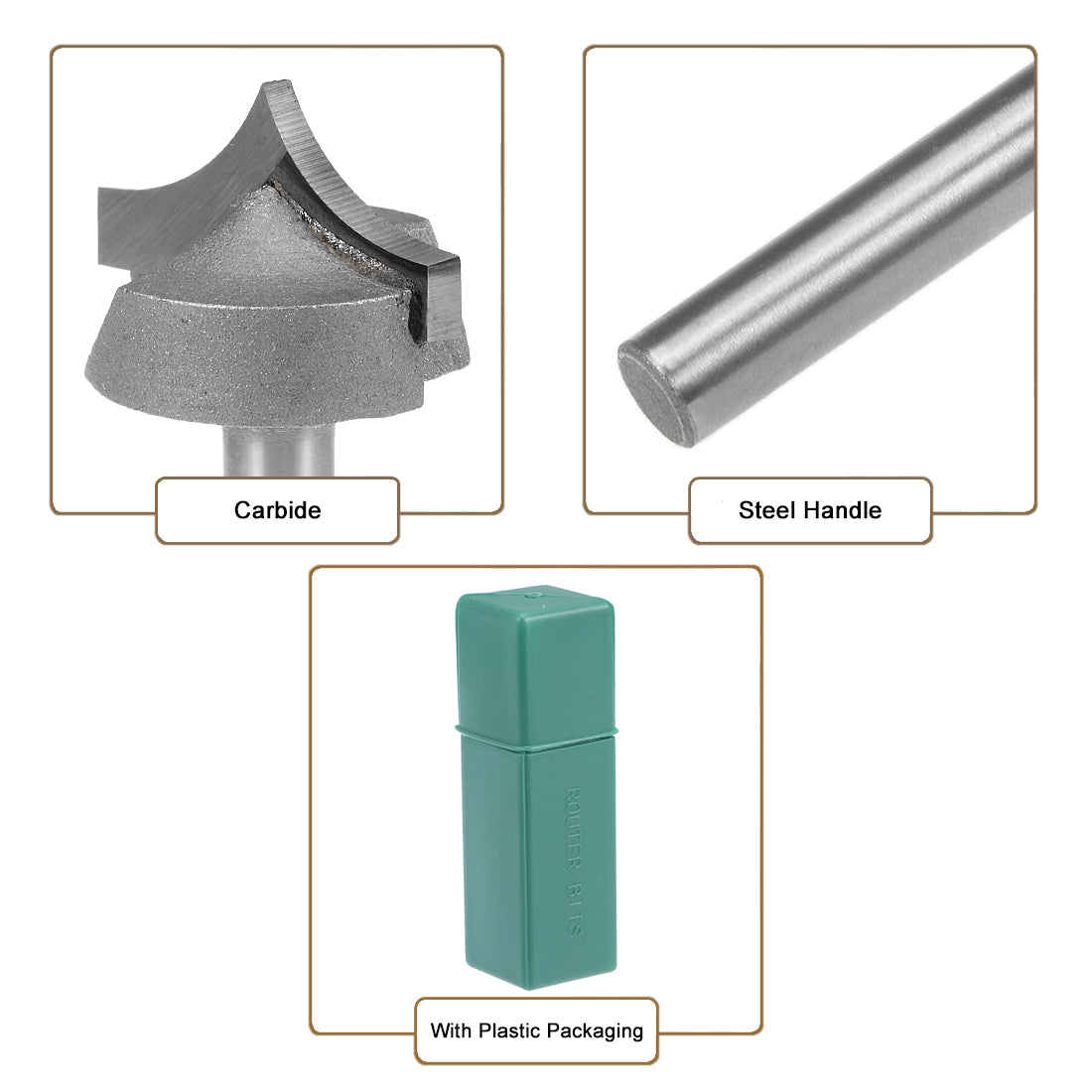 Harfington Router Bit 1/4 Shank 1 inches Dia Tapered End Mill, Carbide for Woodworking Engraving Machine Edge Trimmer