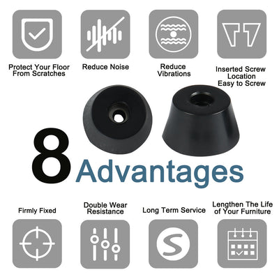 Harfington 12pcs Rubber Feet Bumper Buffer Cabinet Leg Pad Desk Protector with Metal Washer