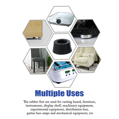 Harfington 12pcs Rubber Feet Bumpers Buffer Cabinet Leg Pad with Metal Washer D21x25xH13mm