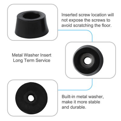 Harfington 12pcs Rubber Feet Bumpers Buffer Cabinet Leg Pad with Metal Washer D21x25xH13mm
