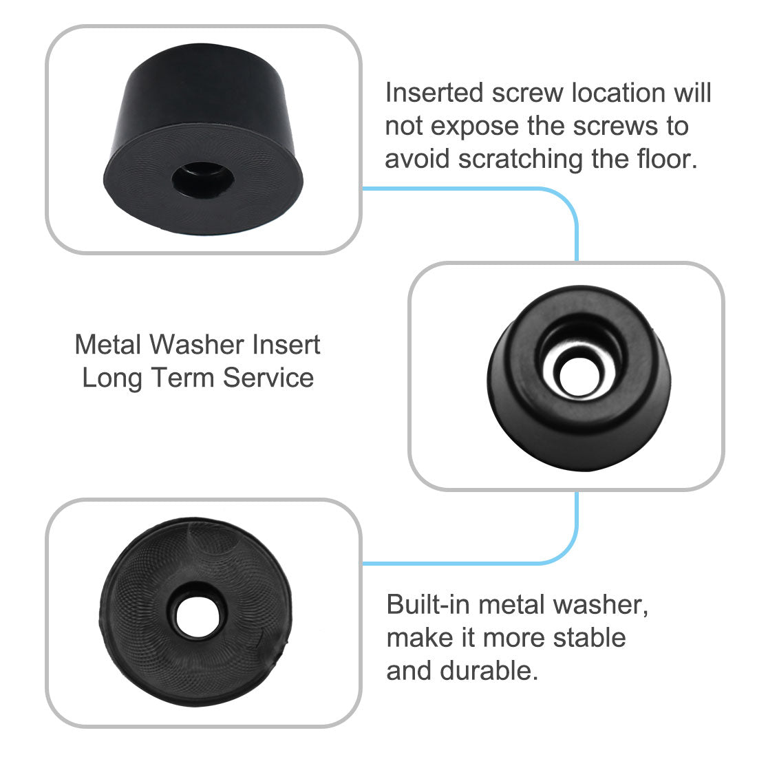 Harfington 12pcs Rubber Feet Bumper Buffer Cabinet Leg Pad Desk Protector with Metal Washer