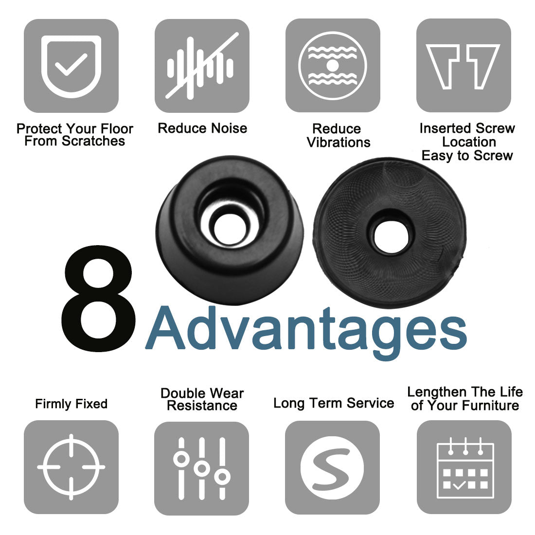 Harfington 12pcs Rubber Feet Bumper Buffer Cabinet Leg Pad Desk Protector with Metal Washer