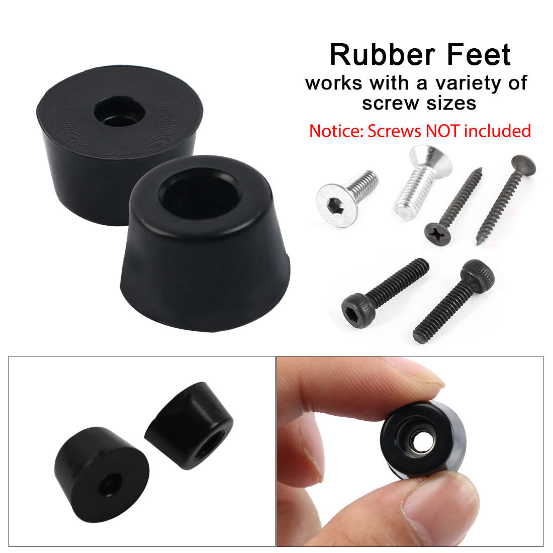 Harfington 16pcs Rubber Feet Bumper Buffer Table Chair Leg Pad Protector with Metal Washer