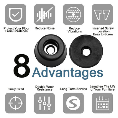 Harfington 16pcs Rubber Feet Bumper Buffer Table Chair Leg Pad Protector with Metal Washer