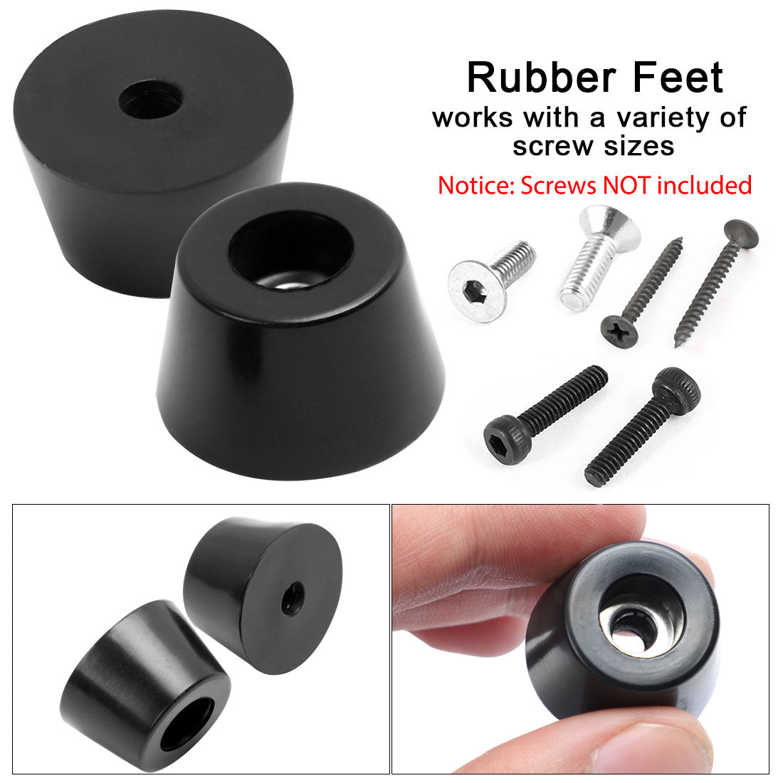 Harfington 14pcs Rubber Feet Bumper Buffer Cabinet Leg Pad Desk Protector with Metal Washer