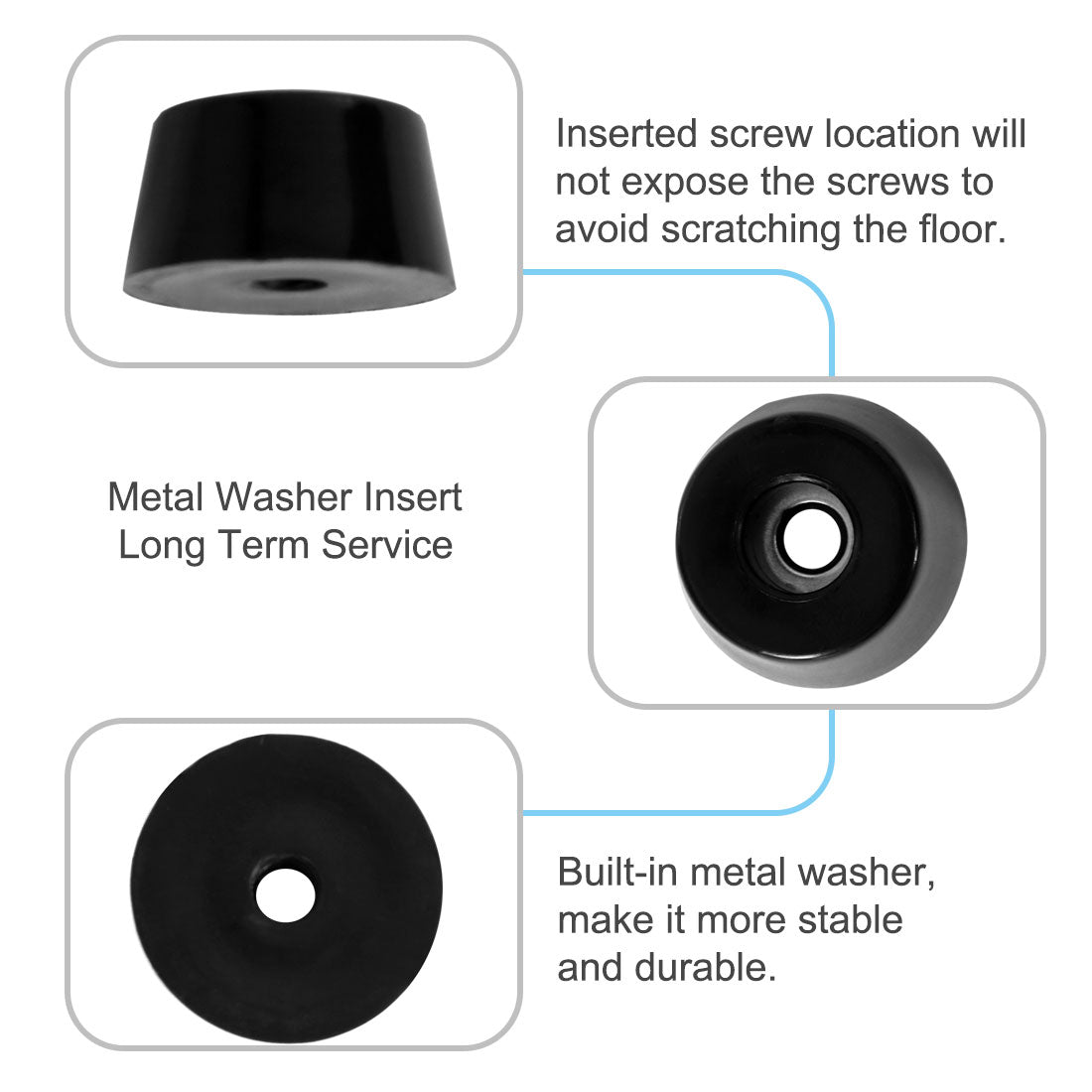 Harfington 14pcs Rubber Feet Bumper Buffer Cabinet Leg Pad Desk Protector with Metal Washer