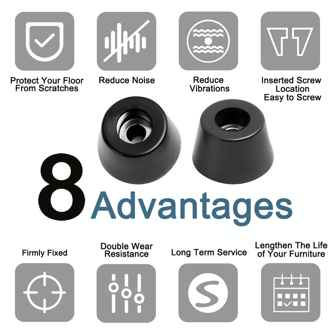 Harfington 14pcs Rubber Feet Bumper Buffer Cabinet Leg Pad Desk Protector with Metal Washer