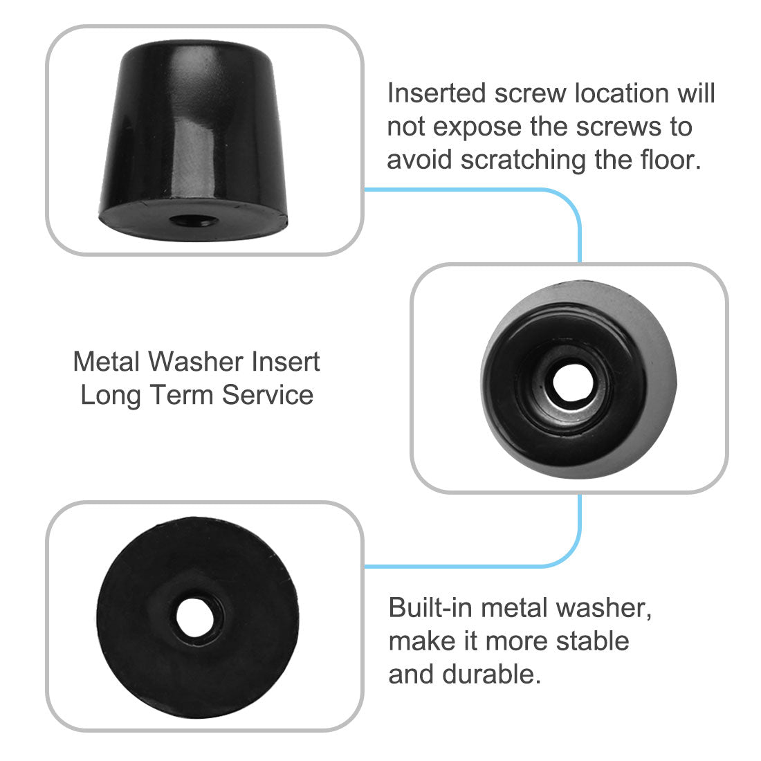 Harfington 14pcs Rubber Feet Bumper Buffer Cabinet Leg Pad Desk Protector with Metal Washer