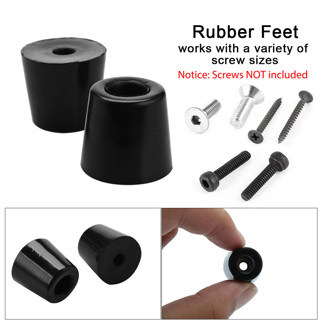 Harfington 16pcs Rubber Feet Bumper Buffer Cabinet Leg Pad Desk Protector with Metal Washer