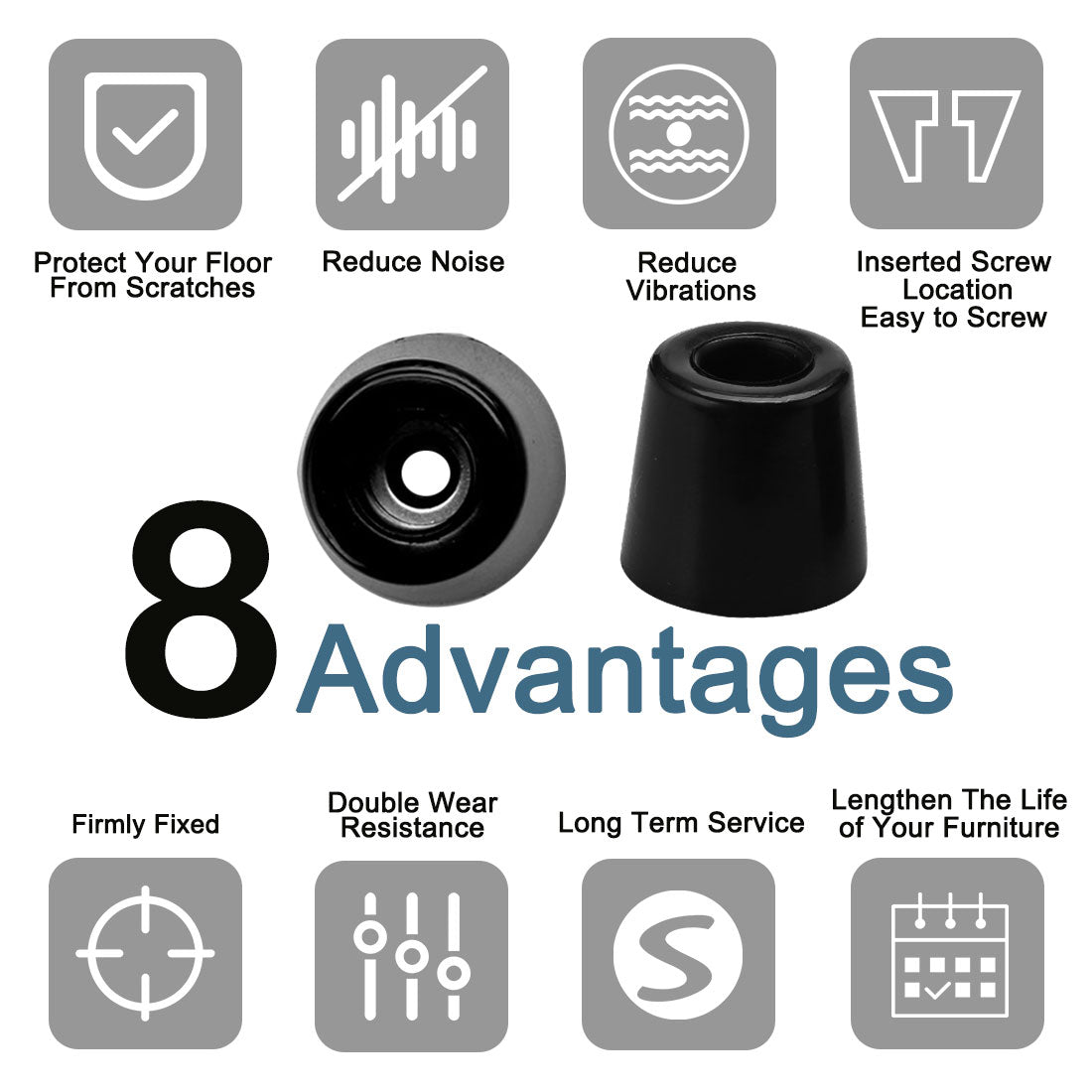 Harfington 16pcs Rubber Feet Bumper Buffer Cabinet Leg Pad Desk Protector with Metal Washer