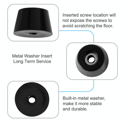 Harfington 12pcs Rubber Feet Bumpers Buffer Feet Furniture Table Cabinet Leg Pads Anti-slip with Metal Washer, D24x20xH13mm